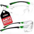Produktbild: NoCry Schutzbrille mit Durchsichtigen Anti-Beschlag und kratzbeständigen Gläsern, Seitenschutz und Rutschfesten Bügeln, UV-Schutz, EN166/EN170 zertifiziert. Verstellbar (Schwarz & Grün)