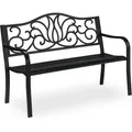 Produktbild: Relaxdays Gartenbank Antik für 2 Personen, Balkon, Terrasse, Metallbank HBT 90x127,5x63 cm, Stahl, Guss, schwarz