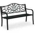 Produktbild: Relaxdays Gartenbank Antik für 2 Personen, Balkon, Terrasse, Metallbank HBT 90x127,5x63 cm, Stahl, Guss, schwarz