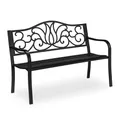 Produktbild: Relaxdays Gartenbank Antik für 2 Personen, Balkon, Terrasse, Metallbank HBT 90x127,5x63 cm, Stahl, Guss, schwarz