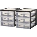 Produktbild: Iris Ohyama - Schreibtisch-schubladen-set, 3 Flache Schubladen, 2er-pack, Schwarz, Leicht Zu Öffnende Schubladen, A5, Transparent, Für Home Office, Dokumente, Zubehör, Akten, Papier, Bpa-frei, Dc-a5