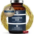 Produktbild: QIDOSHA Coenzym Q10 als UBIQUINON mit Leinsamenöl Kapseln, hochdosiert, 200mg Coenzym Q10 flüssig je Kapsel, 120 vegane Softgel-Kapseln im Glas, Ubiquinon eingebettet in Leinsamenöl für optimale Bioverfügbarkeit, Q10 als Ubichinon à 120 St., 174 g
