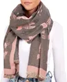 Produktbild: BRUBAKER Cashmirillo Damen Schal mit Katzen Muster - 70 x 200 cm - Warm und Kuschelig - Winterschal für Herbst und Winter - Herbstschal - Weiches Kaschmir-Gefühl - Rosa und Grau