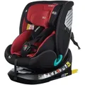 Produktbild: XOMAX Kindersitz drehbar 360°, ISOFIX I mitwachsend I 0-36 kg, 0-12 Jahre, Gruppe 0+/1/2/3, 5-Punkt-Gurt, 3-Punkt-Gurt I Bezug waschbar I ECE R129... - Schwarz/Rot