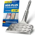Produktbild: S&R Hochleistungs - Fliesenmeißel, SDS plus Meißel 165 mm x 75 mm abgewinkelt, SDS Meißel in Industrie-Qualität Made in Germany, Flachmeißel zum Fliesen und Fliesenkleber entfernen, gehärtet, breit