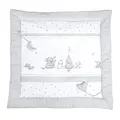 Produktbild: roba Baby Krabbeldecke Sternenzauber - 100 x 100 cm - Gepolsterte Spieldecke mit Stern Motiv inkl. Spielzeug Anhänger - aus weicher Baumwolle - Hellgrau / Weiß