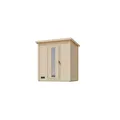 Produktbild: Karibu 38 mm Saunahaus Melo 1 naturbelassen mit Ofen 9 kW integrierte Strg