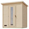 Produktbild: Karibu 38 mm Saunahaus Melo 1 naturbelassen mit Ofen 9 kW integrierte Strg