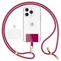 Produktbild: NALIA HoldMe Air Universal-Kette mit Pad, Band für Handy-Hülle zum Umhängen, Karabinerhaken aus Metall (gold), Schlüsselband Umhängeband 160 CM, Crossbody Lanyard mit Schlaufe, Farbe:Bordeaux