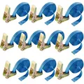 Produktbild: Arebos Spanngurt mit Ratsche, 4m x 25mm, blau, Zurrkraft bis 800kg, 10 Stück
