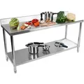Produktbild: Royal Catering Edelstahl-Arbeitstisch - ECO - 200 x 60 cm - 400 kg - Aufkantung -