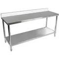 Produktbild: Royal Catering Arbeitstisch 200 x 60 cm Edelstahltisch Aufkantung Edelstahl Tisch Boden Gastro, verschiedene Größen silberfarben 60 cm x 96.4 cm x 200 cm