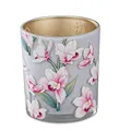 Produktbild: Teelichthalter, Windlicht ORCHIDEEN grau rosa H. 10cm Glas Formano F25