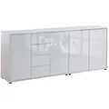 Produktbild: Mid.you Sideboard Mailand Set 15, Weiß, Weiß Hochglanz, Kunststoff, 5 Fächer, 4 Schublade(n) Schubladen, 185x73x33 cm, Made in Germany, erweiterbar, stehend, in verschiedenen Holzdekoren erhältlich, Wohnzimmer, Kommoden & Sideboards, Sideboards