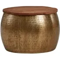Produktbild: Kadima Design Couchtisch, Gold, Holz, Echtholz,Mangoholz, Rund,Rund, Gittergestell, 60x40x60 cm, Wohnzimmer, Wohnzimmertische, Couchtische