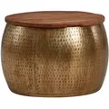 Produktbild: COUCHTISCH Massivholz Braun Gold, Modernes Design, Stauraum, Modell Aurora