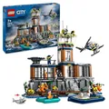 Produktbild: LEGO City Polizeistation auf der Gefängnisinsel, Polizei Spielzeug mit Hubschrauber, Boot und Hai, Set mit 7 Minifiguren und Hund, Geschenk zum Geburtstag für Jungen und Mädchen ab 7 Jahren 60419