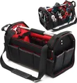 Produktbild: Wiltec Werkzeugtasche Größe L 33x18,5x25 cm, Werkzeugbeutel mit verstellbarem Schultergurt und Tragegriff, Innen- und Außenfächer, Aufbewahrungstasche