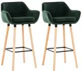 Produktbild: TPFLiving Barhocker 2er Set (Set, 2 St., Barstuhl - Thekenhocker - Tresenhocker - Hocker für Küche), Tresenhocker 4-Fuß Gestell Holz - Sitzfläche: Samt Grün