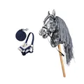 Produktbild: HC HKM Hobby Horse Clara Grau + Halfter & Strick Blau Set – Steckenpferd