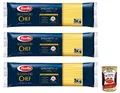 Produktbild: 3x Barilla Selezione Oro Chef Spaghetti n.5,Hartweizengrieß Pasta,100% italienisches Getreide,Packung mit 1kg + Italian Gourmet Polpa di Pomodoro 400g Dose