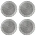 Produktbild: MACOSA EX2591 Glasuntersetzer 4 Stück rund Perlen Silber 10 cm Untersetzer Tischuntersetzer Tischdeko Festliche Deko Tischaccessoire (Silber)