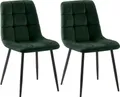 Produktbild: CLP 2er Set Esszimmerstuhl Tilde gepolstert mit Rückenlehne bis 150 kg belastbar,grün Samt