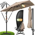 Produktbild: KESSER Sonnenschirm Ampelschirm SUN XL 300 x 300 cm Inkl. Abdeckung +Windsicherung Drehbar Neigbar Kippbar Marktschirm Groß 360° Rotation, Gartenschirm mit Kurbel Sonnenschutz UV50+