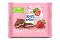 Produktbild: Ritter Sport Erdbeer Joghurt 100 g, Vollmilchschokolade gefüllt mit lockerer Erdbeer-Joghurt-Creme, fruchtig & sommerlich, feine Schokolade für jeden Tag