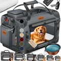 Produktbild: LOVPET® Hundebox Hundetransportbox faltbar Inkl.Hundenapf Transporttasche Hundetasche Transportbox für Haustiere, Hunde und Katzen Haustiertransportbox, Anthrazit, XXL