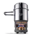 Produktbild: Esbit Spirituskochset - inkl. 1500 ml Topf - Edelstahl - Deckel mit Deckelaufhängung - Spiritusbrenner inkl. Flammenregulierer mit Klappgriff