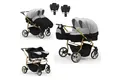 Produktbild: BabyMerc Zwillingswagen Duet Lux Gold 5 in 1 inkl. Sportsitze, Autositze und Isos in 20 Farben