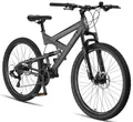 Produktbild: Licorne Bike Strong 2D Premium Mountainbike in 26, 27.5 und 29 Zoll Fahrrad für Jungen Mädchen Damen und Herren Scheibenbremse vorne und hinten 21 Gang Schaltung Vollfederung (27.5 Zoll, Anthrazit)