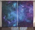 Produktbild: ABAKUHAUS Nebel Rustikaler Vorhang, Galaxy Sterne im Weltraum, Wohnzimmer Universalband Gardinen mit Schlaufen und Haken, 280 x 175 cm, Lila