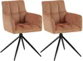 Produktbild: CLP Esszimmerstühle 2er Set, Sessel Jonah drehbar mit Armlehnen, modern Drehstuhl mit Stoff für Wohnzimmer 150 kg belastbar, Farbe:orange