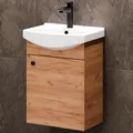 Produktbild: Planetmöbel Badmöbel Set Waschtisch mit Unterschrank 45 x 60 x 33 cm für Badezimmer, Gäste WC & Bad, Gold Eiche