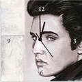 Produktbild: ARTland Wanduhr auf Alu Quarzuhr - schwarzer Zeiger Hollywood Legenden II - Elvis Presley Größe: 30x30 cm