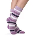 Produktbild: Heat Holders Damen Frauen Socken Lila-Creme gestreift Kuschelsocken 37-42