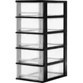Produktbild: Iris Ohyama - Kunststoff Schubladenbox Mit 5 Flachen Schubladen, Schwarz, Easy-pull-system, A4, A5 & A6 Format, Schreibtisch Organizer Für Büro, Schule, Schreibwaren, Bpa-frei, Schubladenschrank, Ddoch