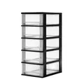 Produktbild: Iris Ohyama, Kunststoff Schubladenbox mit 5 flachen Schubladen, Schwarz, Easy-Pull-System, A4, A5 & A6 Format, Schreibtisch Organizer für Büro, Schule, Schreibwaren, BPA-frei, Schubladenschrank,