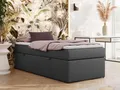Produktbild: MKS MEBLE Boxspringbett 90x200 ZERO mit Bettkasten und Multipocket-Matratze - Polsterbett ohne Kopfteil, 7-Zonen-Taschenfederkern - Dunkelgrau Kunstleder - H3 - Topper Visco