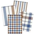 Produktbild: KRACHT 4er Pack Geschirrtücher Serie Streifen Karo blau ca.50x70cm Halbleinen