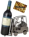 Produktbild: BRUBAKER Weinflaschenhalter Staplerfahrer Gabelstapler, (inklusive Grußkarte), Metall Skulptur, Wein Geschenk, Flaschenhalter, Weinhalter