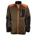 Produktbild: FORSBERG Strickjacke Forst Strickfleece mit Softshell Verstärkung rot neongelb gut sichtbar bequem robust hochwertig, Farbe:grün/orange, Größe:XL