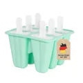 Produktbild: Intirilife Eisform mit 6 Mulden aus Silikon mit Stil in Grün - 14 x 12 x 9 cm - Wiederverwendbare Eiscreme Form für selbstgemachtes Eis am Stiel BPA-frei