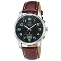 Produktbild: MasterTime Herren-Funkuhr MTGA-10426-22L, braunes Lederarmband, analog-digital