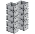 Produktbild: BRB-Lagertechnik Stapelbox 10x Eurobehälter mit 2 Griffleisten, LxBxH 400x300x175 mm, grau, Stoßfest, robust und formstabil