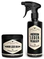 Produktbild: URBAN FOREST Lederpflege SPARSET für Sofa Auto Möbel Jacke Kleidung Handtaschen Schuhe Sattel Couch - Premium Leder Balsam + Leder Reiniger 2er Set mit Bienenwachs & Avocado-Öl 2X 500 ML