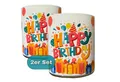 Produktbild: Candelo Geburtstagskerze 2er Set Geburtstagskerze im Glas Happy Birthday Kerze 8 x 7cm 30 Std