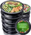 Produktbild: [10er Pack] 1-Fach Meal Prep Boxen mit Deckel - Wiederverwendbar Mikrowellengeeignet Spülmaschinenfest - Essensbox Lunchbox Luftdichter Deckelverschluss - Runden